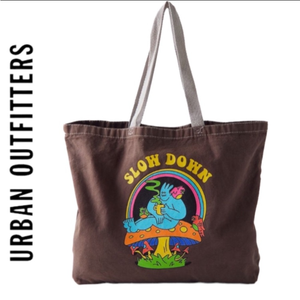 Dreyfus Urban Outfitters UO Brown Graphic Tote Bag